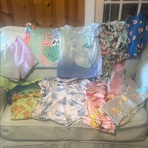 Girls 10/12 pj set bundle stitch, Christmas, pokemon, justice